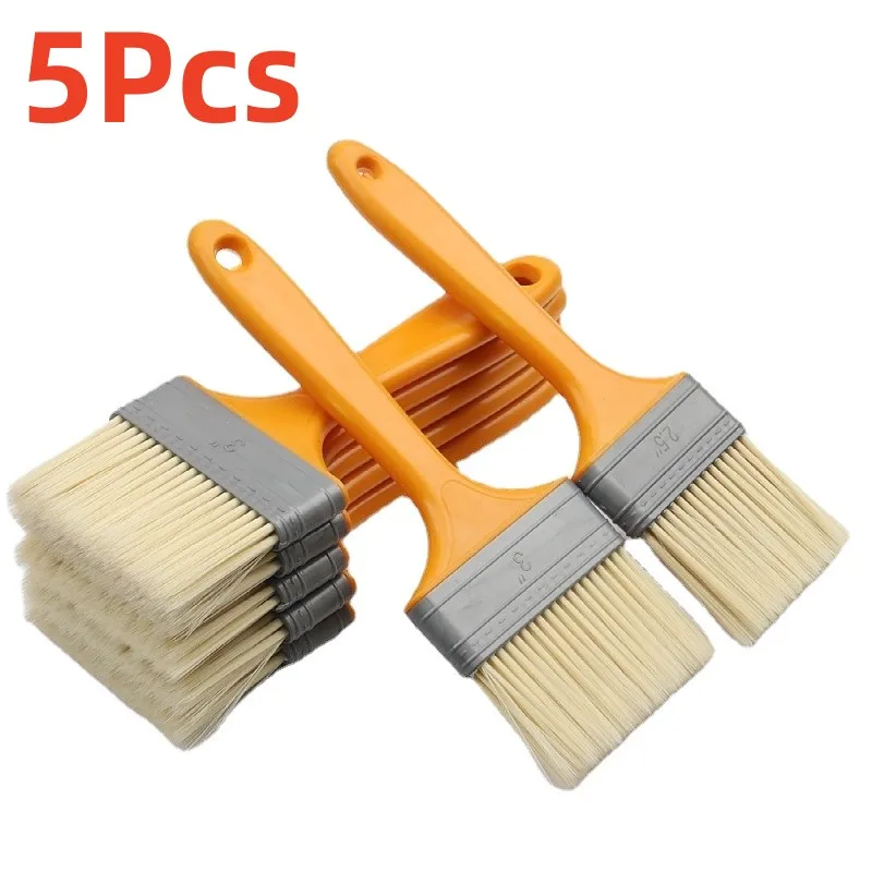 5Pcs Plastic Handle Paint Brushes Artist Paint Brushes for Wall and Furniture Paint Tool Set 1-5 Inch Soft Hair Painting Brushes