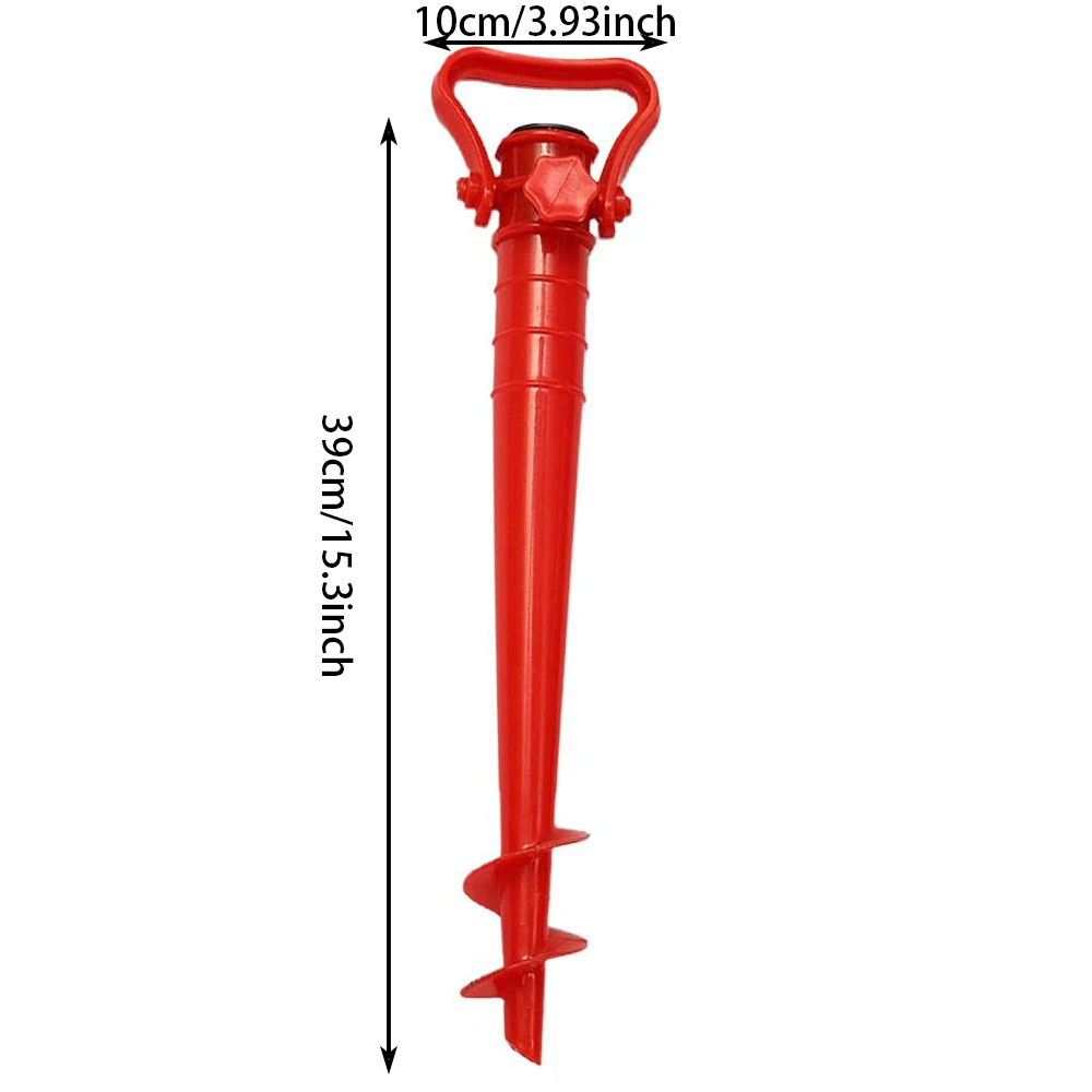 1pc Beach Umbrella Anchor Spiral Screws Red Outdoor Garden Sun Umbrella Stand Apply To Beach Grass And Terraces image 2