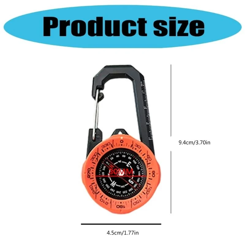 

Y1UC Professional Outdoor Buckle Type Compasses Waterproofs Carabiner Outdoor Compasses Portable Directional Guide Tool Enduring