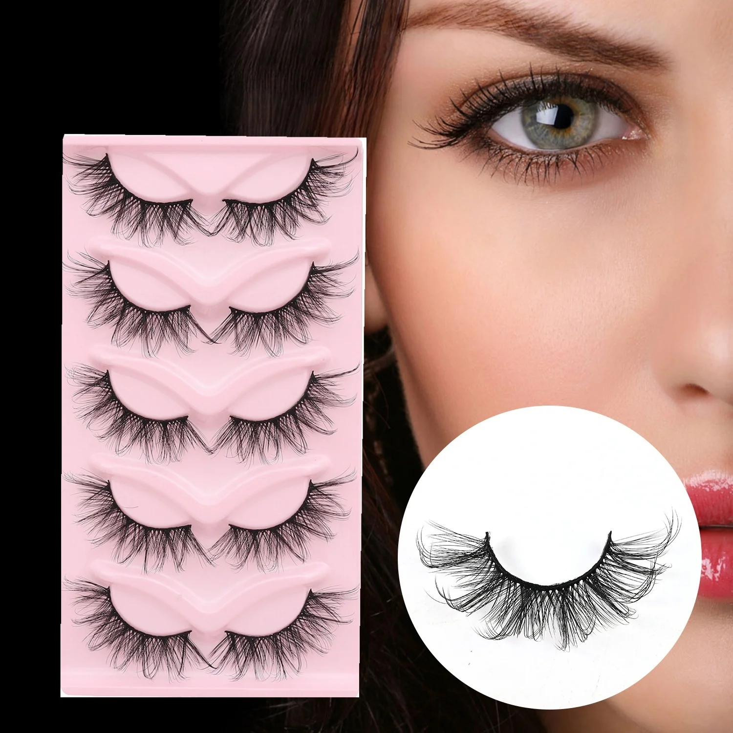 5 أزواج من الرموش الصناعية ثلاثية الأبعاد، رقيق سميك ثلاثي الأبعاد متعدد المستويات لتطويل ذيل العين، يعزز مظهرك على الفور #1