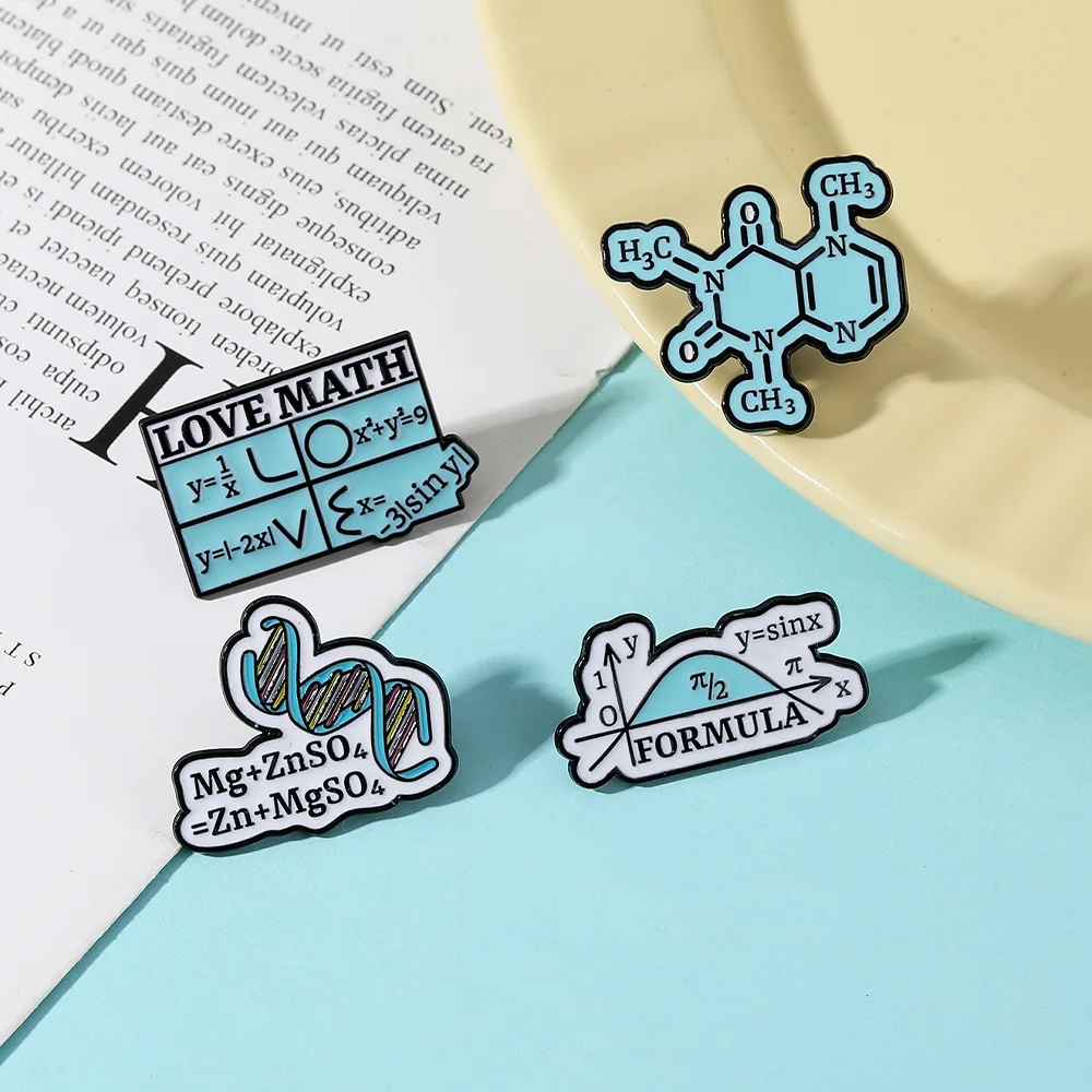 شارة العنصر الفيزيائي والكيميائي الجديدة الإبداعية دورة شخصية الجينات تحويل الرياضيات بروش الملابس ملحقات حقيبة الظهر