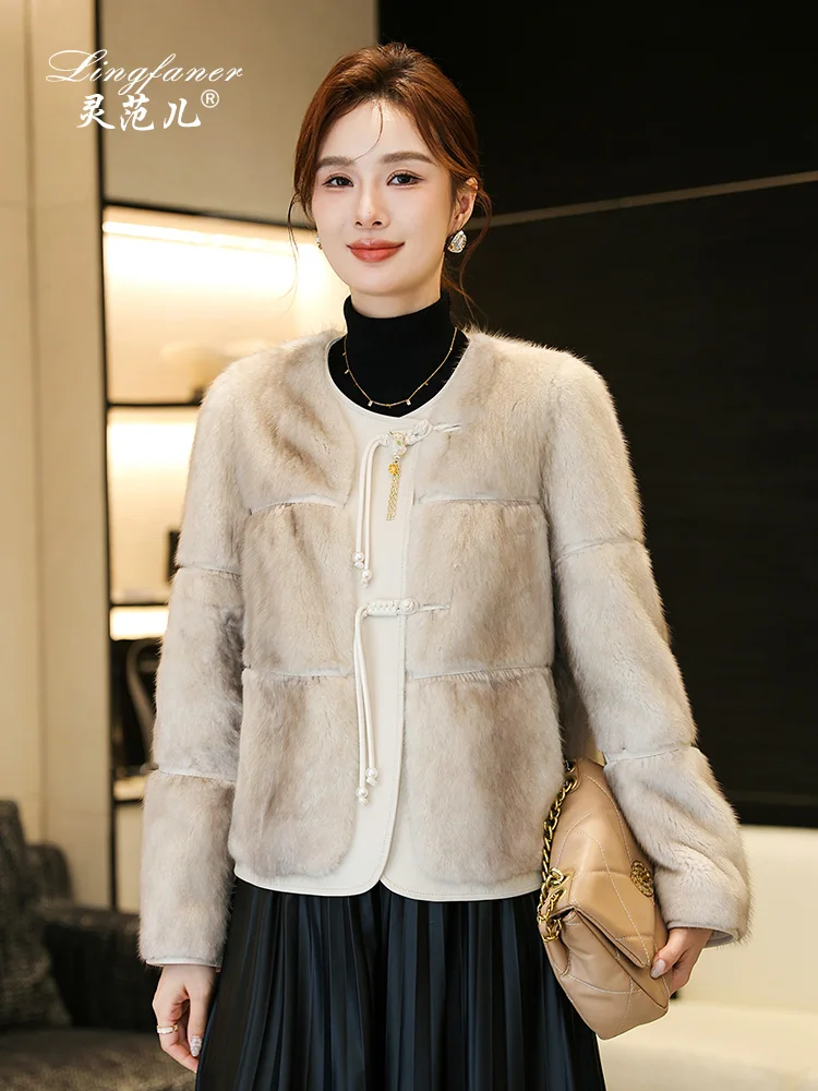 معطف فرو المنك الحقيقي من AYUNSUE ملابس حريمي معاطف فرو حقيقي فاخرة امرأة جديدة في ملابس خارجية سترة شتوية دافئة 2025 شوبانا Жenca #3