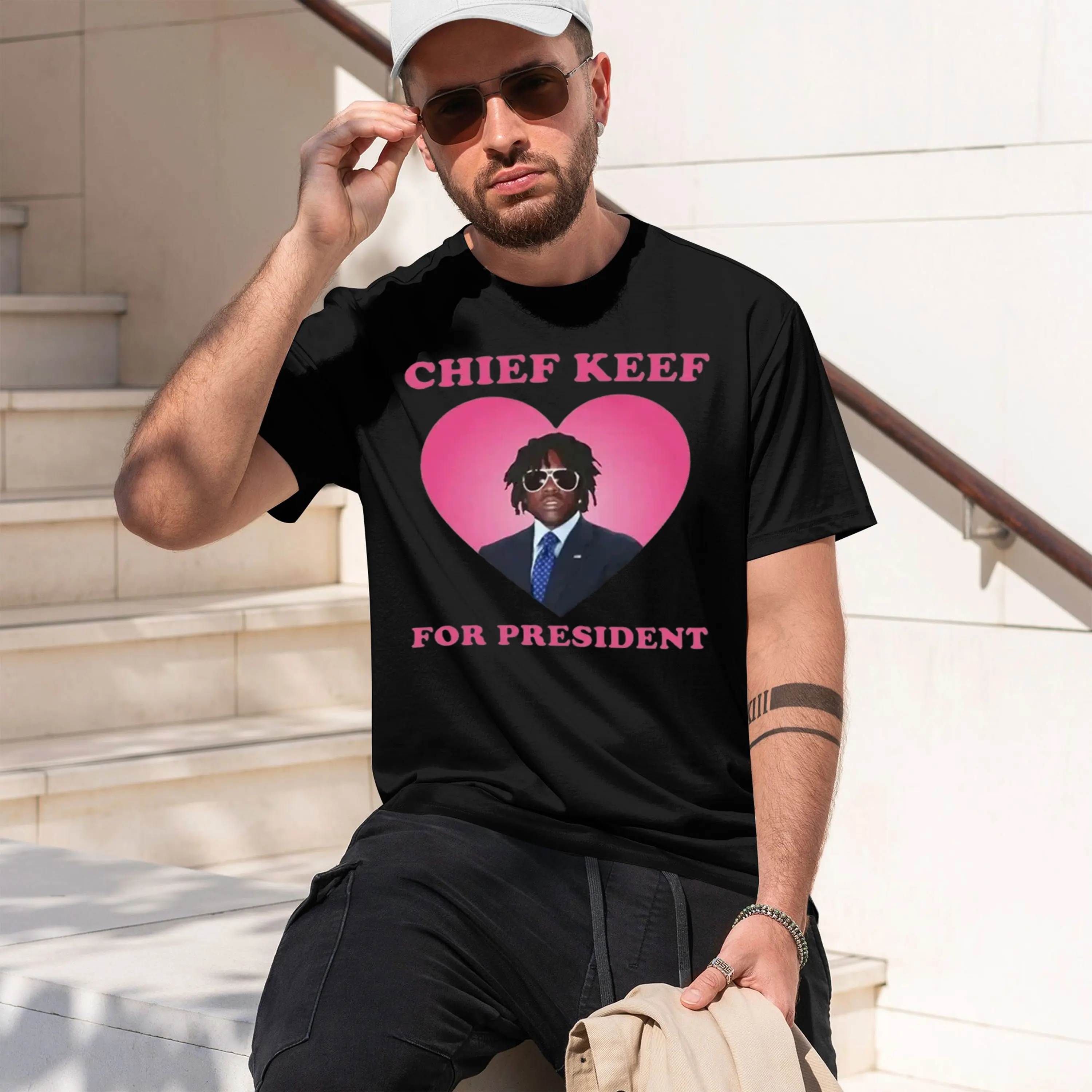 Graph Style Men's T-Shirt Chief Keef For President He Design Summer Casual Wear Gift For Fans 2026 New Model Short-sleeve crewne