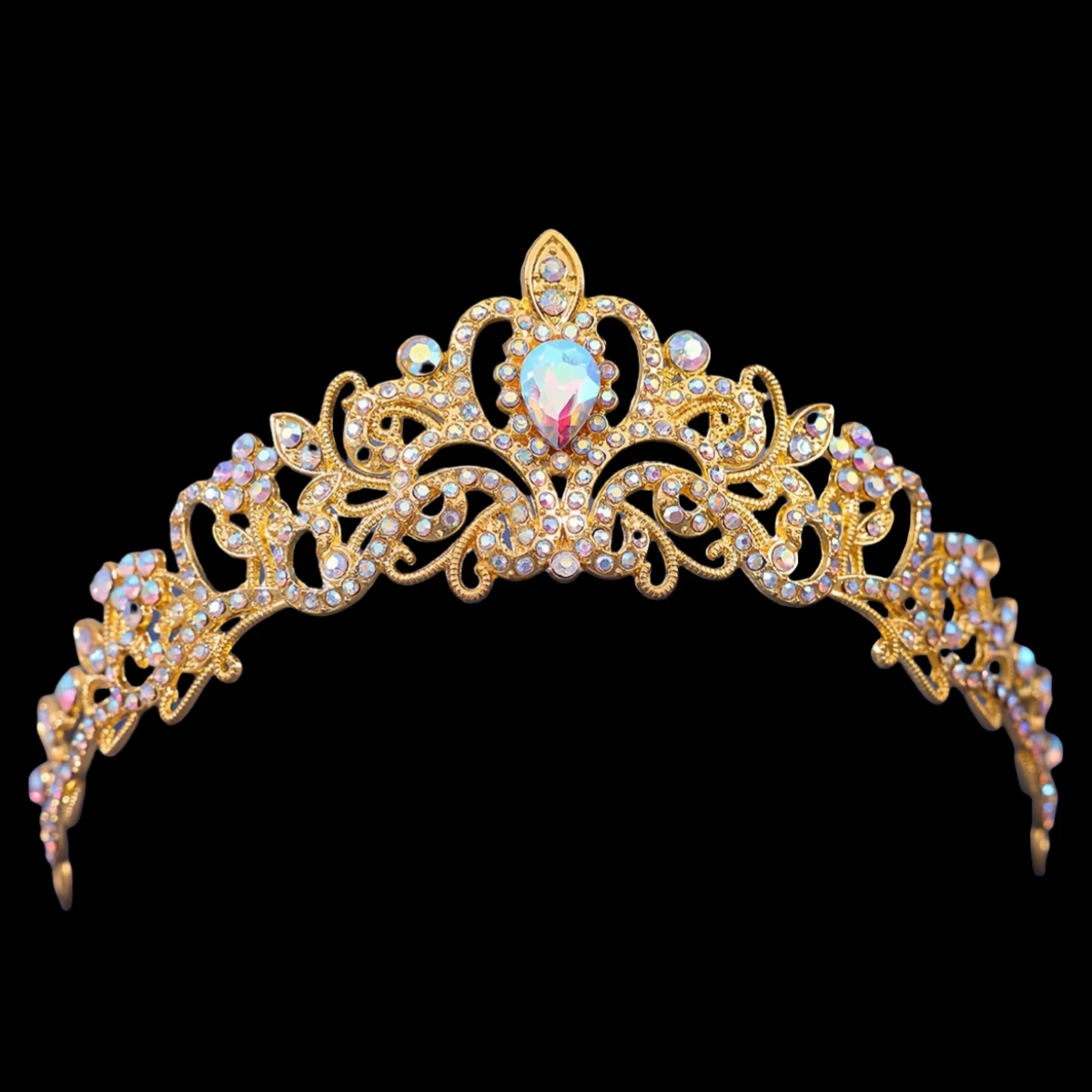 Mahkota berlian imitasi, warna emas, Tiara pesta putri, dan mahkota pengantin, aksesori rambut pernikahan, hadiah mahkota hiasan kepala