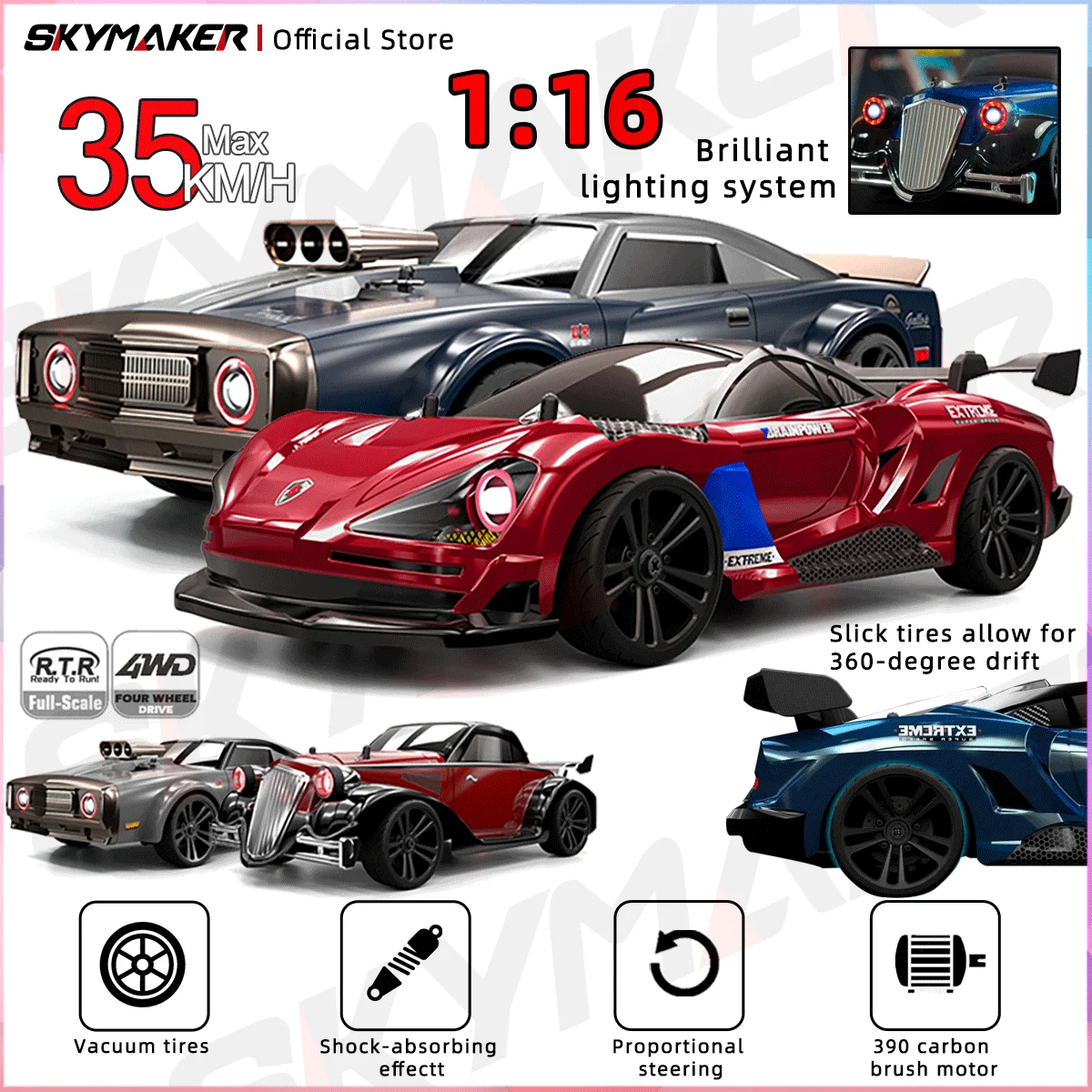 

SCY16301 16302 16303 1/16 4WD 2.4G High Speed RC Drift Car 4x4 Off-Road Drift Racing Remote Control Electric Car Toys for Boys