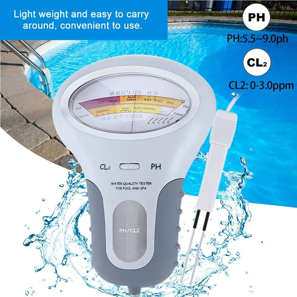 Portable 2in 1 Water Quality PH CL2 Chlorine Tester Level Meters for Swimming Pool Spa Hot