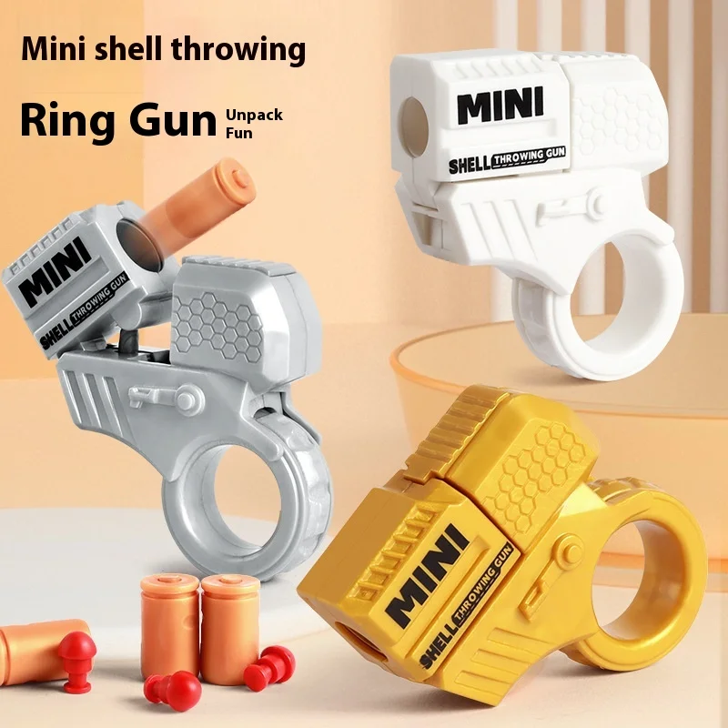 Mini Throwing Ring Gun Popular Mini Finger Decompression Ring Rotating Gun Cool And Can Fire Throwing Shell Toy Gun For Boys Hot