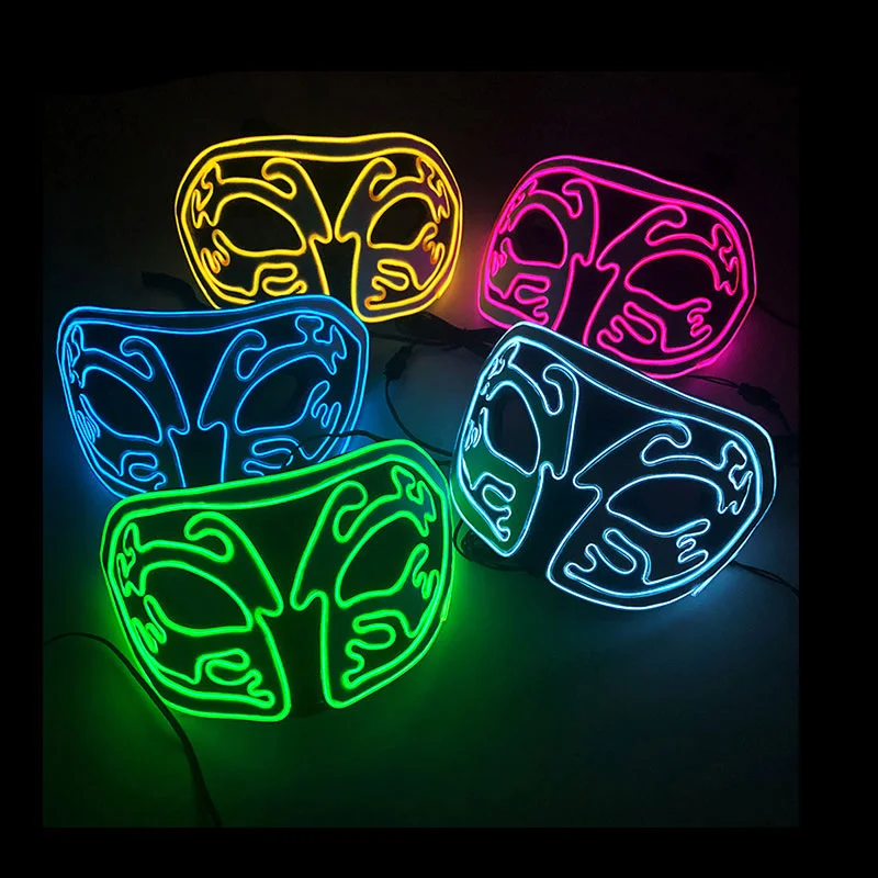 LED Light Up Halloween Festival Disguise Mask Luminous Glowing Half Face Mask Neon Masquerade Party Mask Costume Props