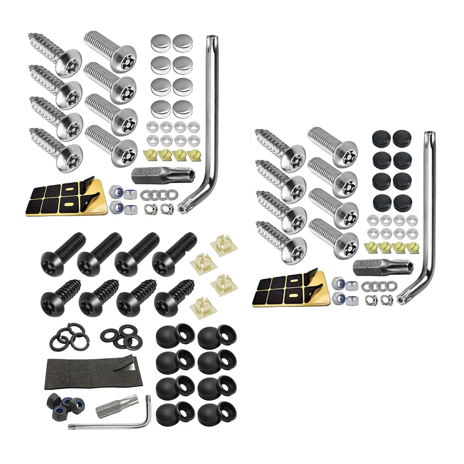 Conjunto de parafusos de placa de licença de aço inoxidável, à prova de ferrugem, hardware de montagem de placa de carro, peças de parafusos de placa de licença de segurança automática