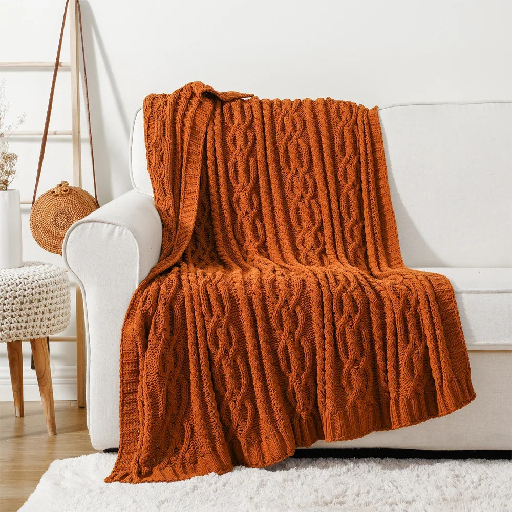 Nordic Style Sofa Blanket Knitted 130x170cm Blanket Chenille Cover Soft Furnishing Bedside Fashion Blanket Solid Color