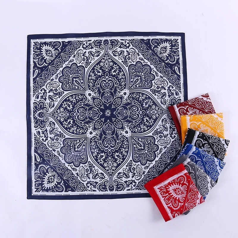 58 cm quadratischer Schal mit Cashew-Blumen, reine Baumwolle, Hip-Hop, Outdoor-Sport, Kopftuch, quadratischer Hip-Hop-Schal, trendig und vielseitig
