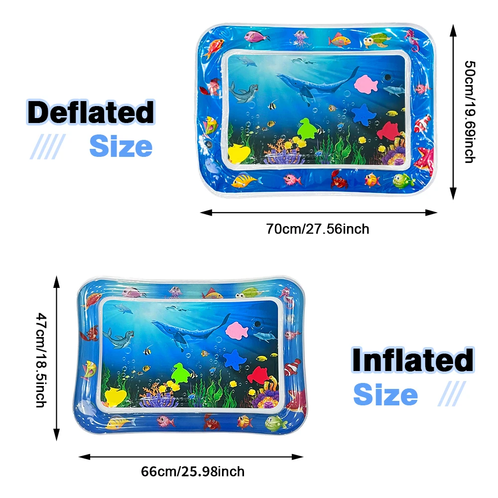 Aufblasbare Wassermatte mit Ozean-Tiermuster für Kinder – verdickte sensorische Spielmatte aus PVC, pädagogisches Kleinkindspielzeug, perfektes Baby-Geschenk