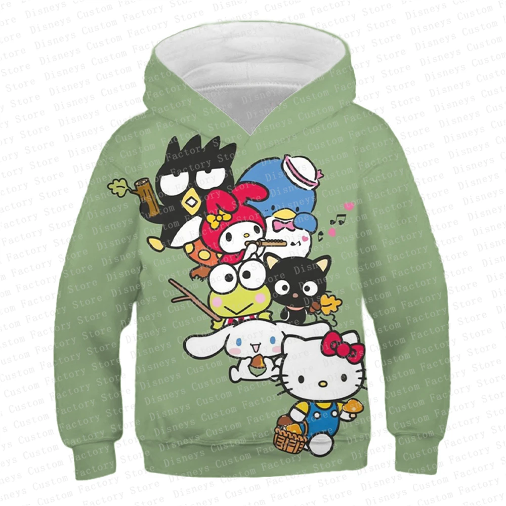 Children\'s Hoodies Child Sweatshirt Girls Cute Cartoon Hello Kitty Kuromi and Friend Sanrio Animal Printed Pullover Kids Clothes