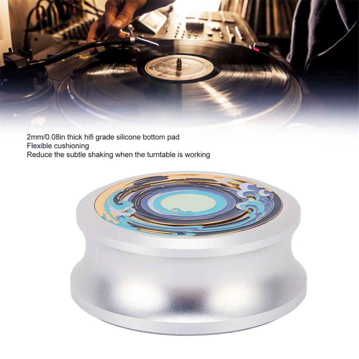 Turntable Estabilizador do disco para o jogador do vinil, prata LP peso recorde, braçadeira, fonógrafo