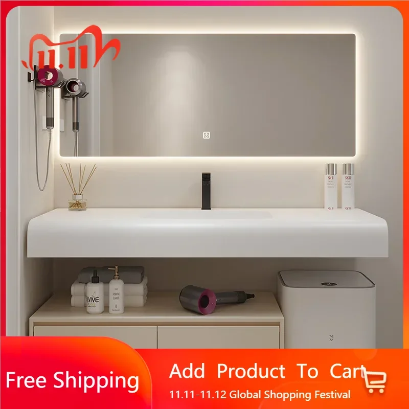 

Salon Modern Bathroom Cabinets Designer Shaped Integrated Washbasin Bathroom Ergonomic Creative Vestidores Trendy Furniture