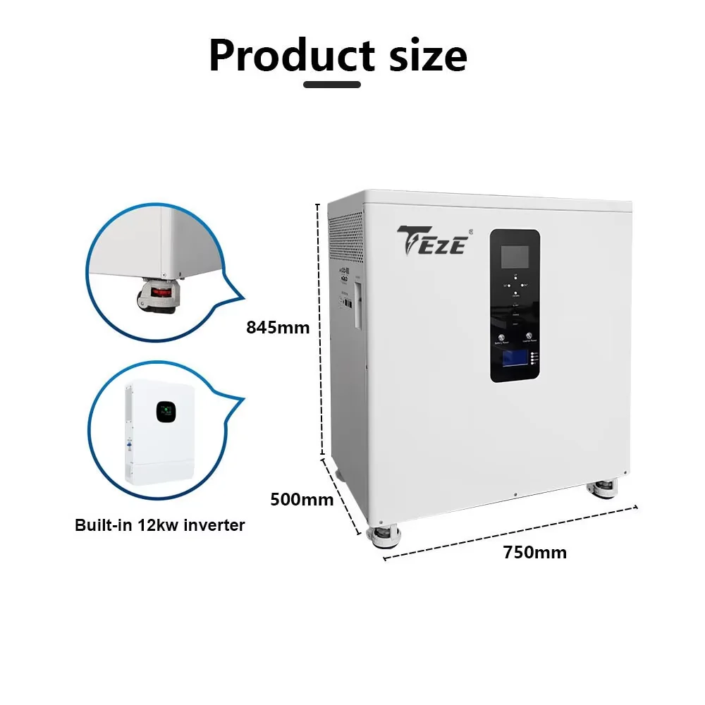51,2V 32kWh 28kWh 600Ah 560Ah Ingebouwde 12kW omvormer 3-fasig 220V/380V All-in-one +5A actieve balancer +WiFi-module + DDP