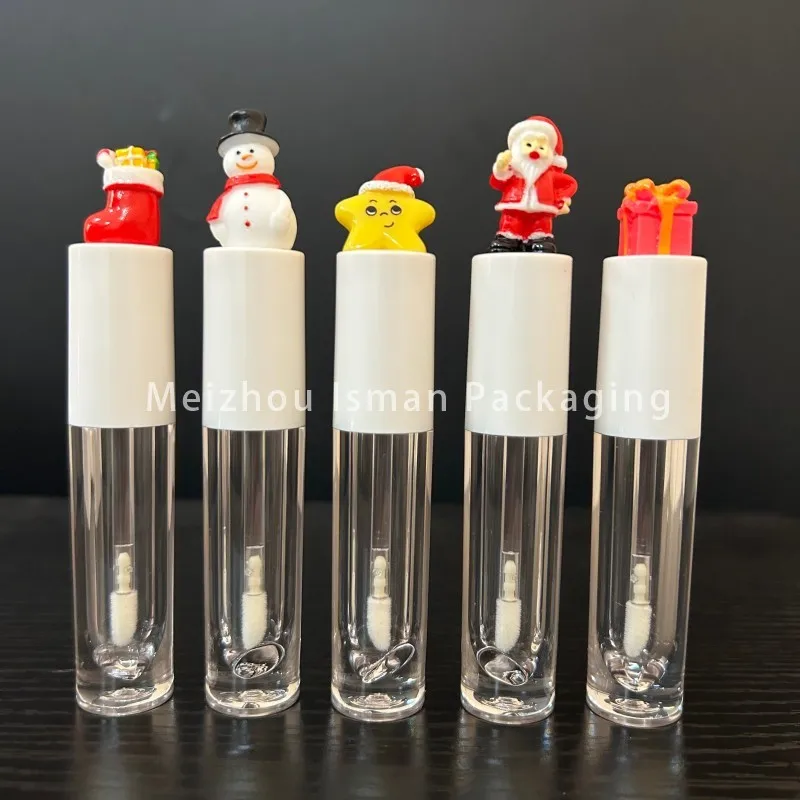 

50Pcs New Empty Creative Christmas 4ml Boot Lip Gloss Container Tubes Portable Santa Claus Lip Glaze Tube Empty Packaging