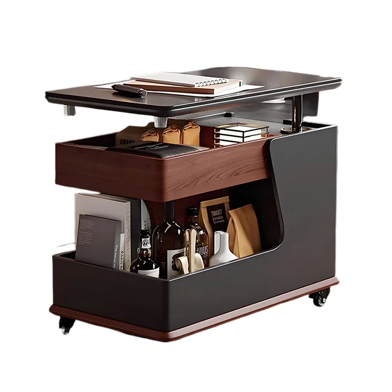 

High-end sofa side table light luxury high-end sense movable lifting living room bedside cabinet