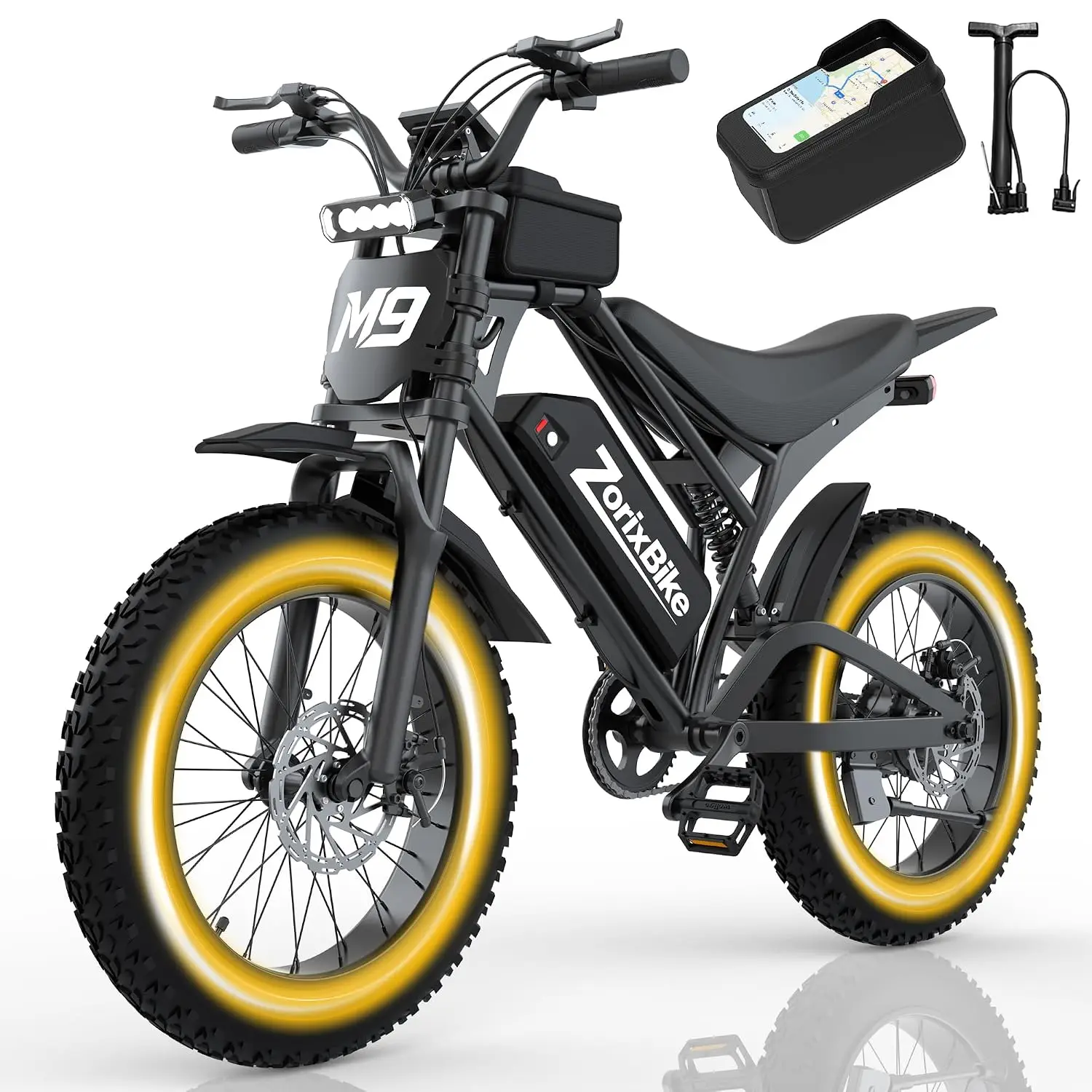1500W Peak Brushless Motor 48V 13Ah Electric Bike, 31-35MPH 30-60 Miles Range 20