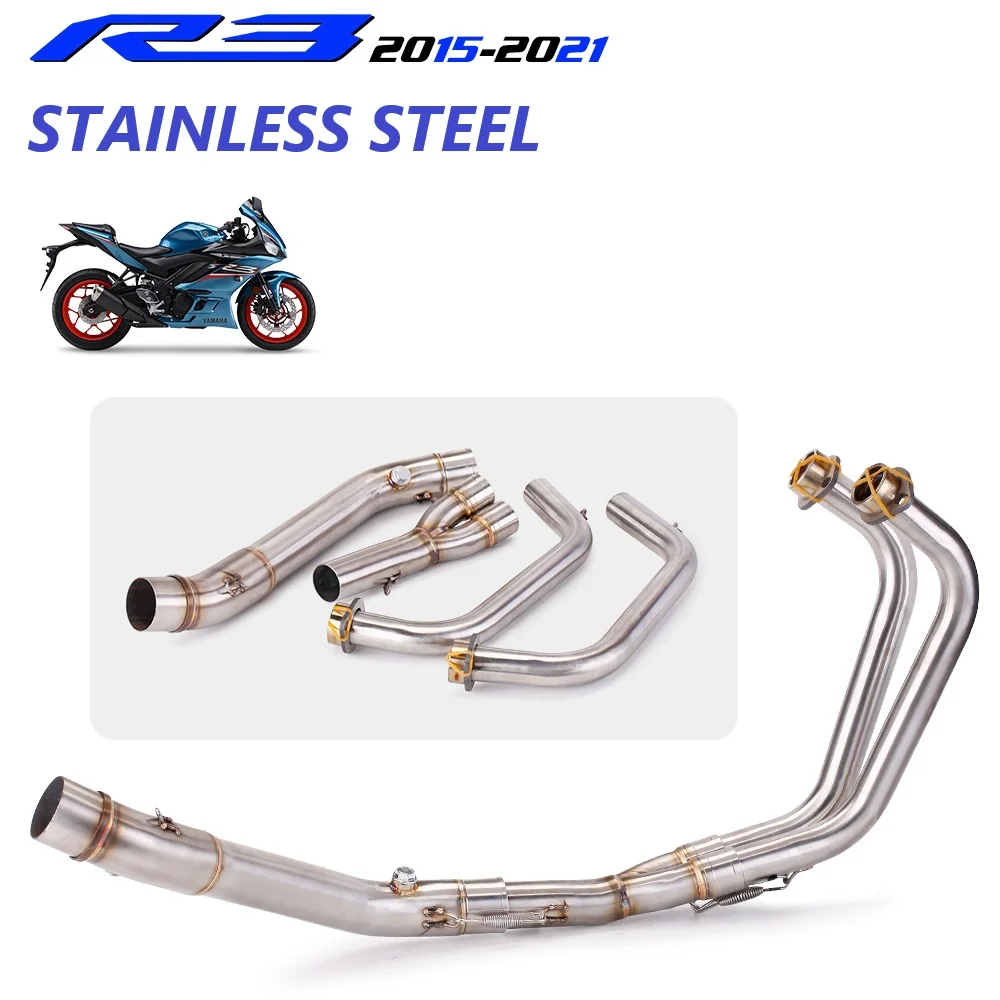 

YZF R25 R3 MT03 Full Exhaust System pipe middle pipe slip on for YAMAHA YZF MT03 R25 R3 2015 2016 2017 2018 2020 without exhaust