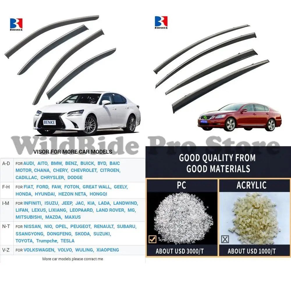 

1 set For LEXUS GS 2004-2020 Injection Deflector PC Auto Window Roof Spoiler Accessor Window Visor