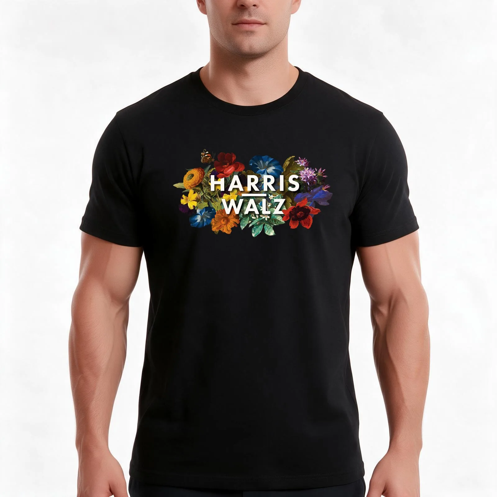 Harris Walz 2024 Floral Feminine Women Harris Waltz 2024 T-Shirt Summer Casual Cotton Tee Oversized Streetwear Tops
