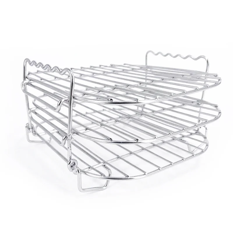 

Stainless Steel Airfryers Three Layer Rack Versatile Square Roasting Grill with Skewers Baking Tray AirFryers