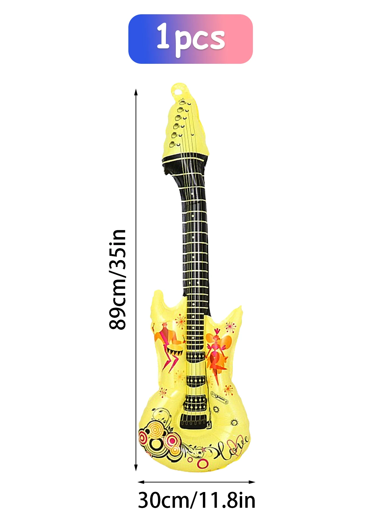 1 Stück/5 Stück Folienballons in Form einer Rockgitarre, geeignet für Disco-Partys, Geburtstage, Musikveranstaltungen, Babypartys. – Detail 9