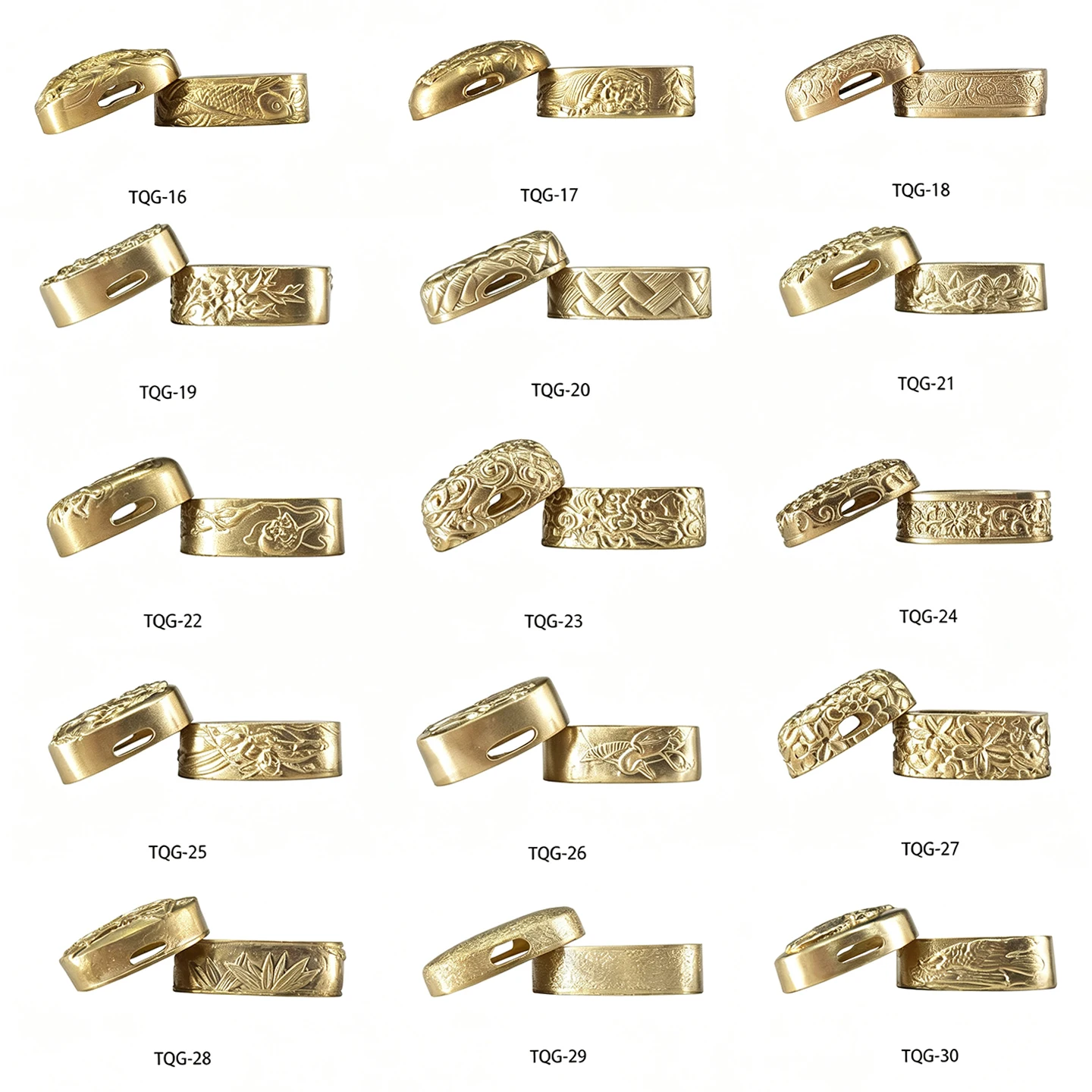 Japanese Katana Tsuka Handle Collar & Pommel Cap Solid Brass Fuchi Kashira Set DIY Sword Hilt Replacement Fittings