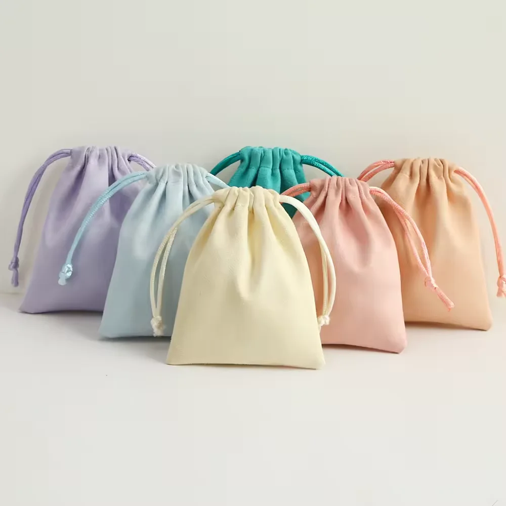 

500pcs/Lot Wholesale Purple Wedding Favor Gift Jewelry Packaging Pouches Velvet Drawstring Pouch for Cosmetic Makeup Eyelashes