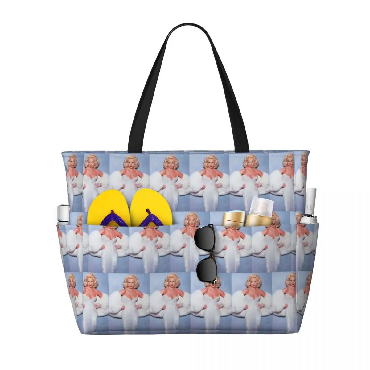 Vintage Qeen Of Pop 80s Madonna Beach Tote Bag Sport Gym Yoga Duffle Large Tote Bag Women Travel Bag Fitness bag