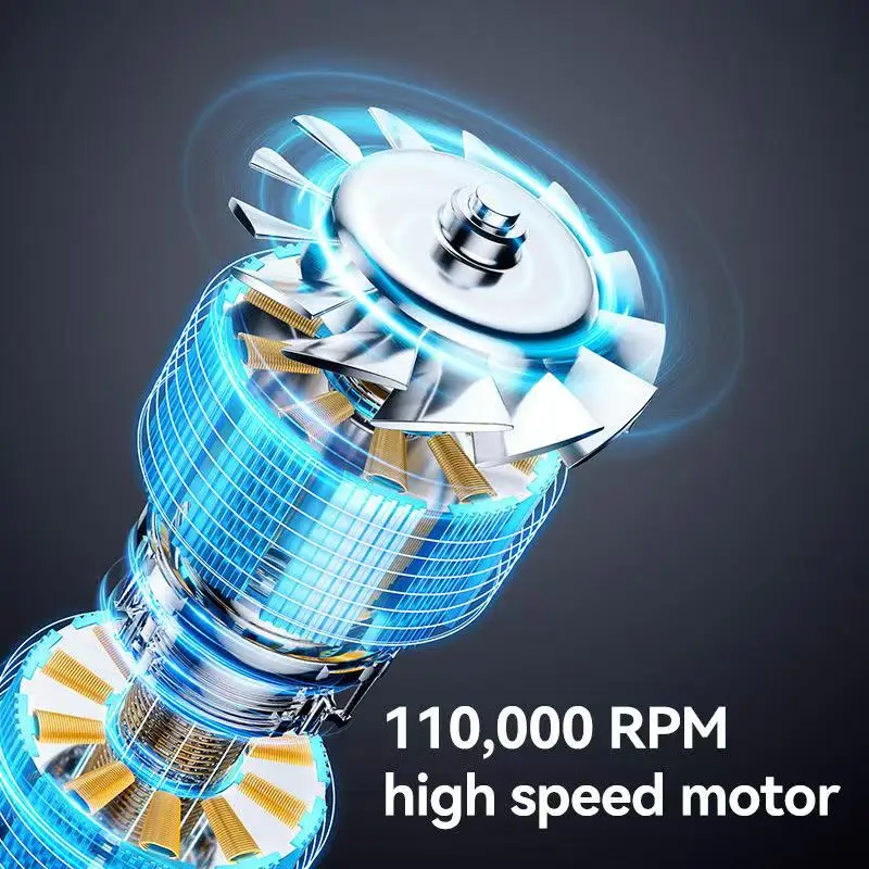 Tragbarer kabelloser Haartrockner, multifunktionaler Luftstaubsauger, für Reisen, USB wiederaufladbar 110000 RPM Hochgeschwindigkeits-Föhn nur kalter Wind