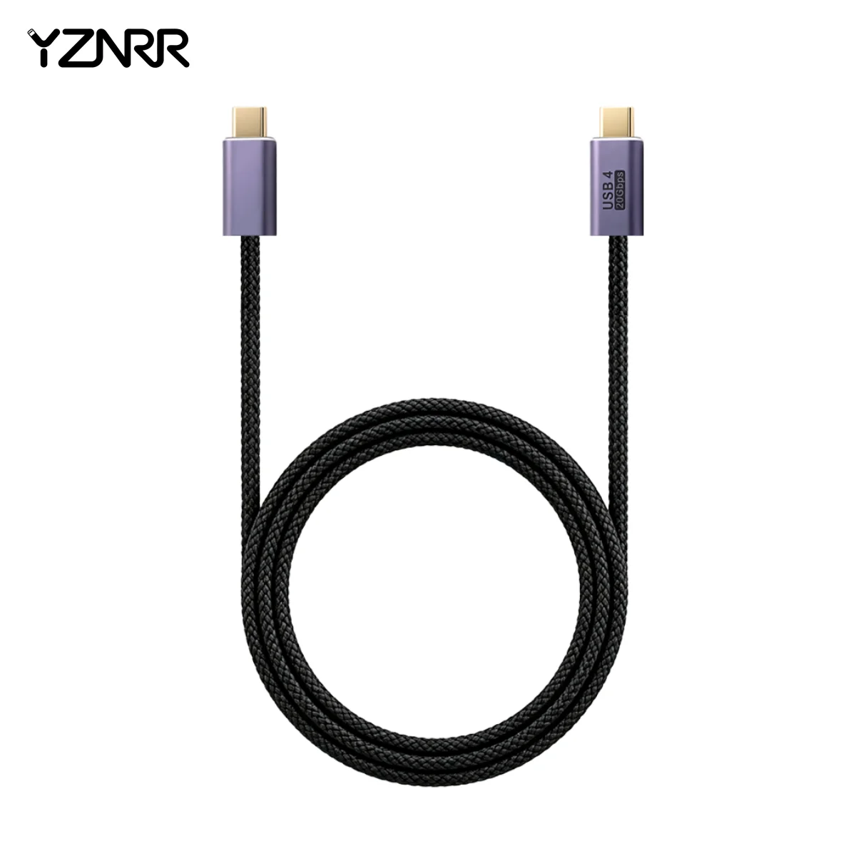 YZNRR USB4 Full‑Function Type‑C to Type‑C Cable, 20Gbps High‑Speed Data Transfer, 100W Fast Charging, 8K@60Hz Video Output