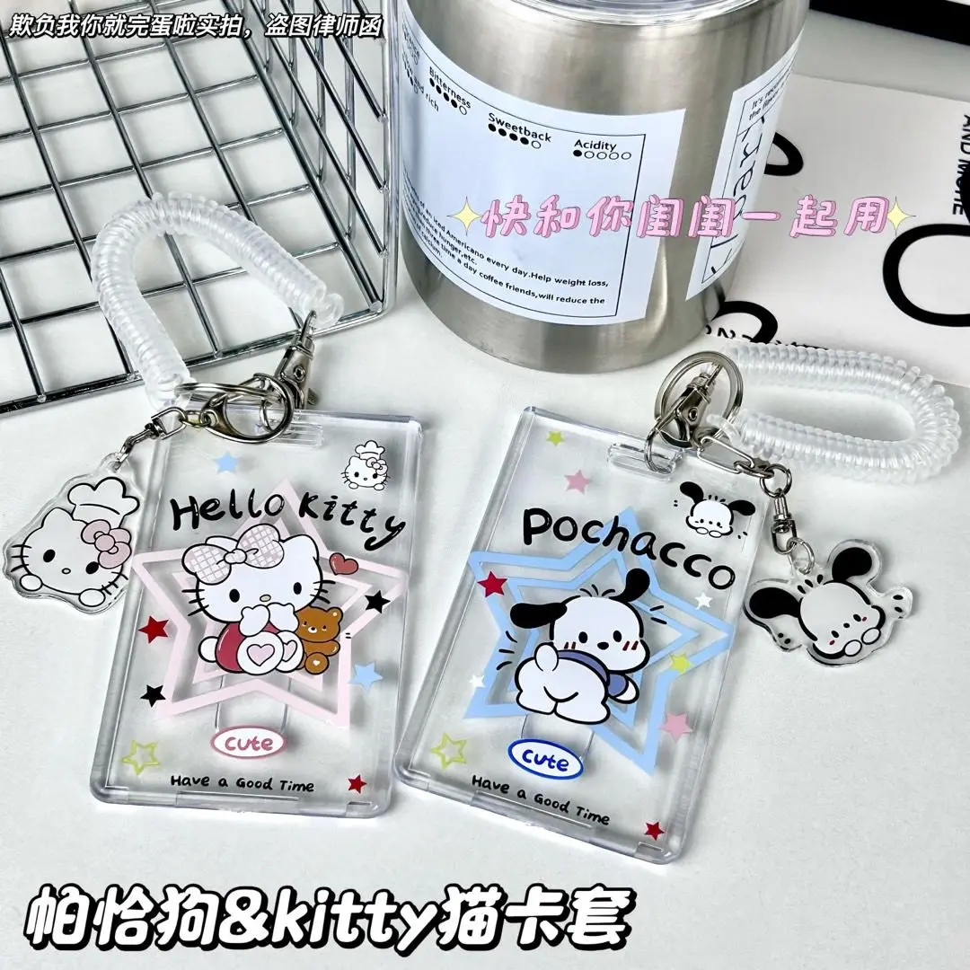 

Kawaii Cartoon Hello Kitty Card Holder Cute KT Cat ID Card Student Girls Keychain Bus Card Holder Gifts Festival
