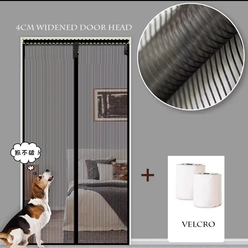 Mosquito Proof Door Curtain, Magnetic Diamond Mesh Screen Door, Household Non Perforated Insect Proof Mesh Partition Curtain