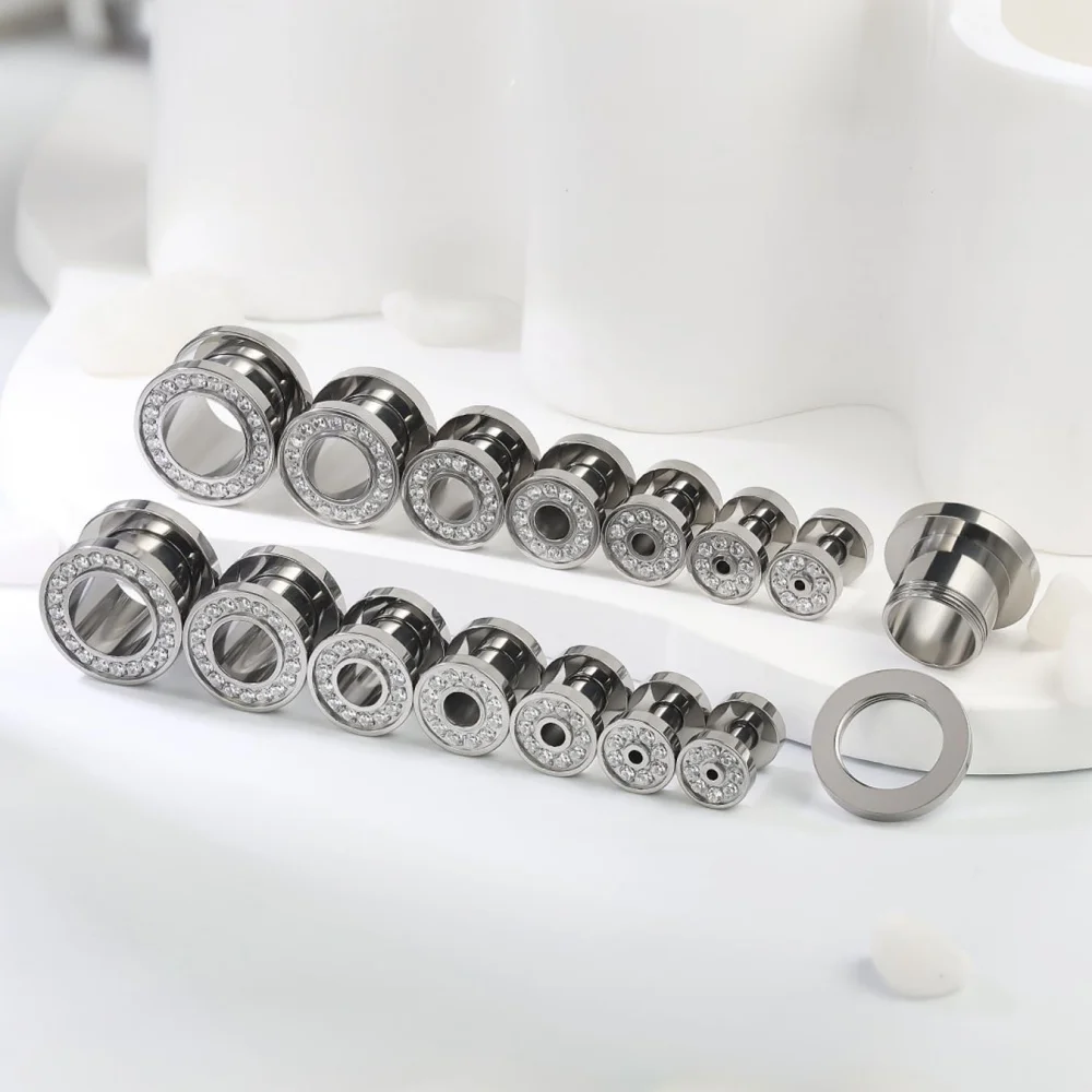 3-16mm Gauges for Ears 316L Surgical Steel Flared Tunnels Plugs Earrings Hollow Internally Threaded Ear Gauges for Women Men