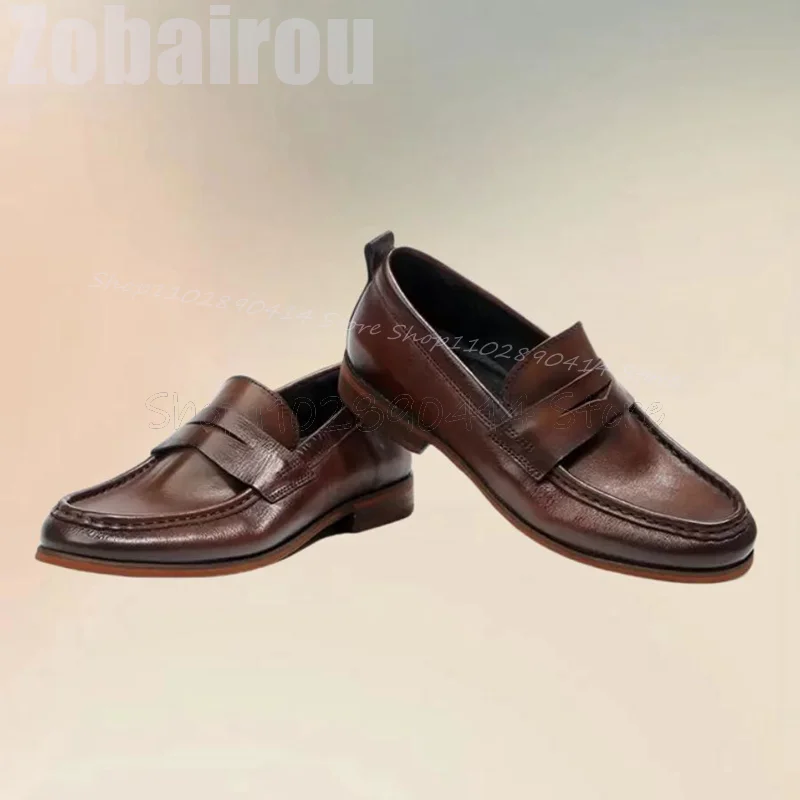 Mocasines de cuero mate con diseño de costura para hombre, zapatos informales sin cordones, hechos a mano, lujosos, para fiesta y oficina, color marrón y negro