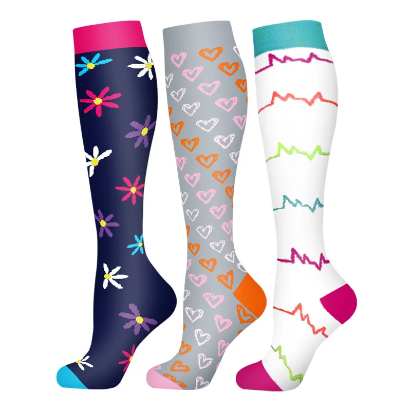 3/6 Paar Kompressionssocken Outdoor-Sport Reiten Kompresse Stretchstrümpfe Krankenschwester Wadendruck Beinsocken Geschwollene Krampfadern – Detail 3