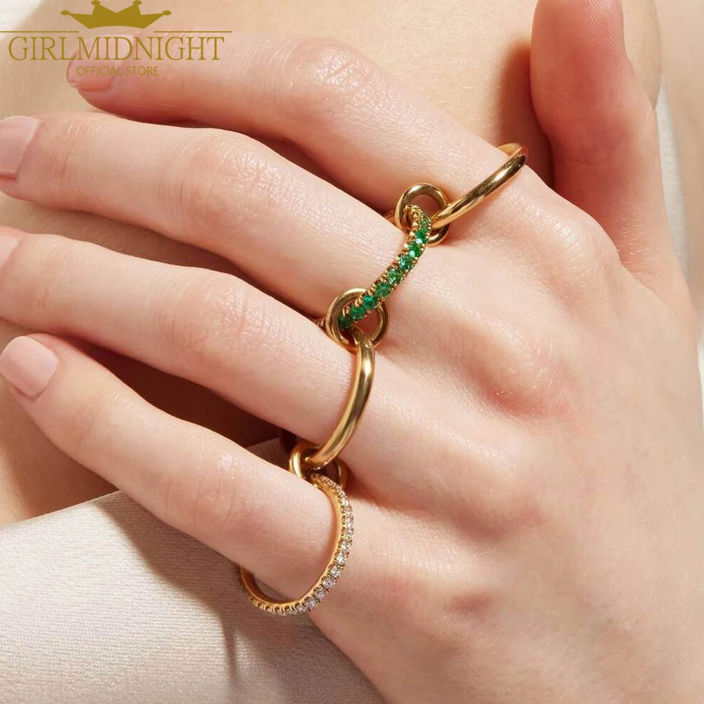 2025 جديد سبينلي التراص خواتم الخطبة للنساء مثلج خارج مايكرو معبد 5A تشيكوسلوفاكيا مزيج اللون متعدد قطع كومة فنجر مجوهرات