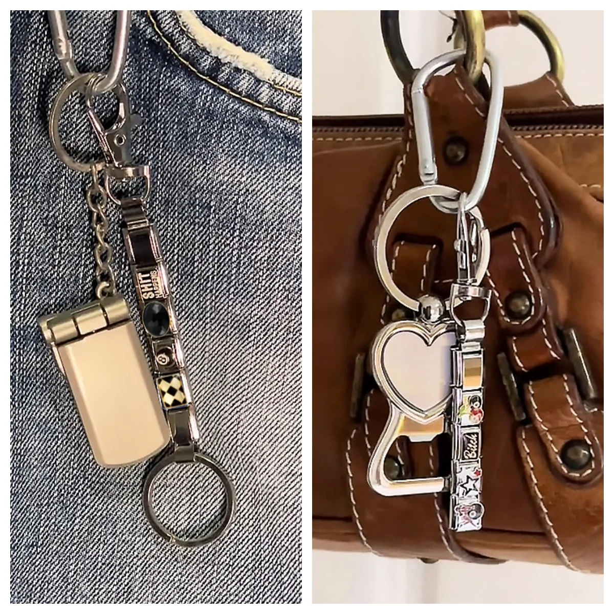URING Fashion Removable Women Men Silver Color Key Chain Accessory Charms Italian Link DIY Making Simple Charm Gifts