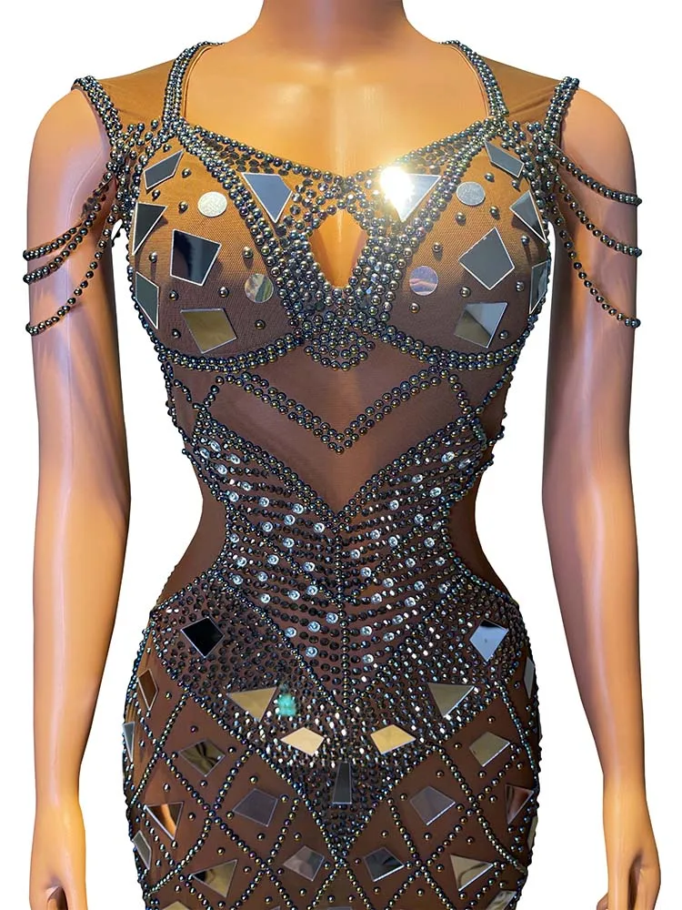 High Quality Rhinestone Sequin Irregular Hip Hugging Dress 2024 New Fashion Custom Women'S Clothing