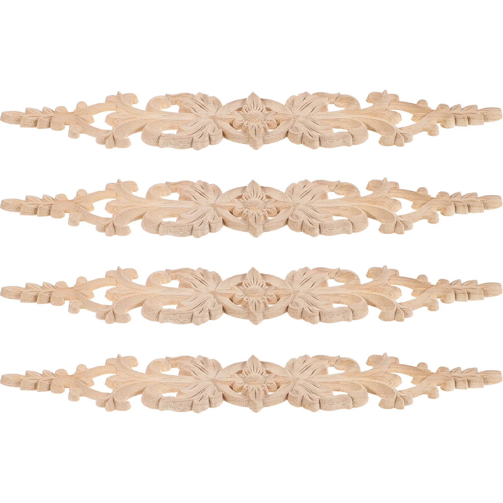 Cabinet door wood appliques for home decor enthusiasts to improve home atmosphere 4pcs rubber wood khaki