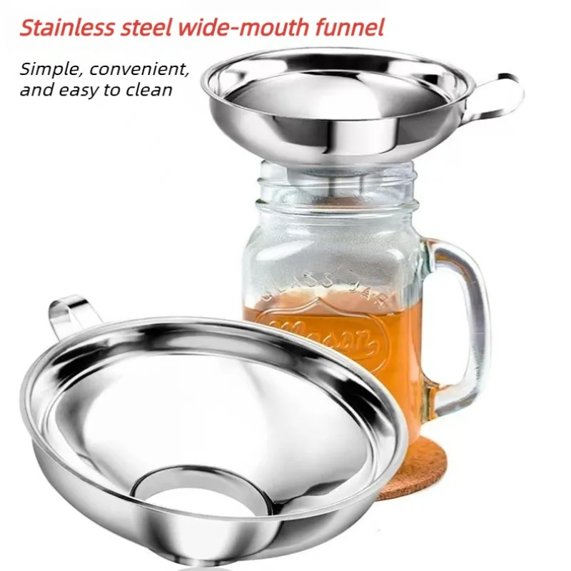 ‌Stainless Steel Wide Mouth Funnel for Pouring Jam, Wine, and Spices into Jars and Bottles – Kitchen and Home Brewing Essential