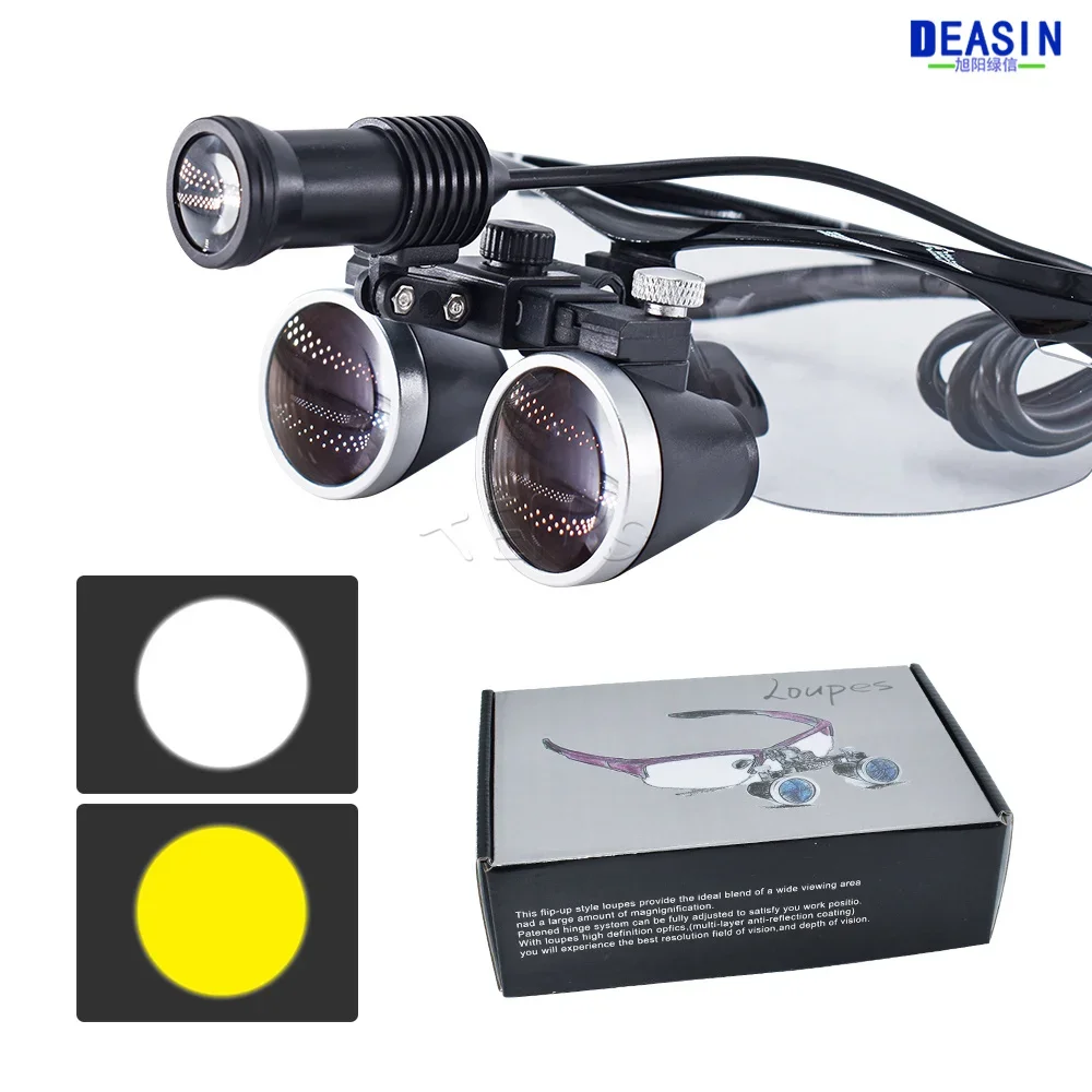 Dental Loupes Dental Magnifier Dental Lab Medical Loupes Magnification Binocular 2.5/3.5x Headlight Wireless 5W Headlamp