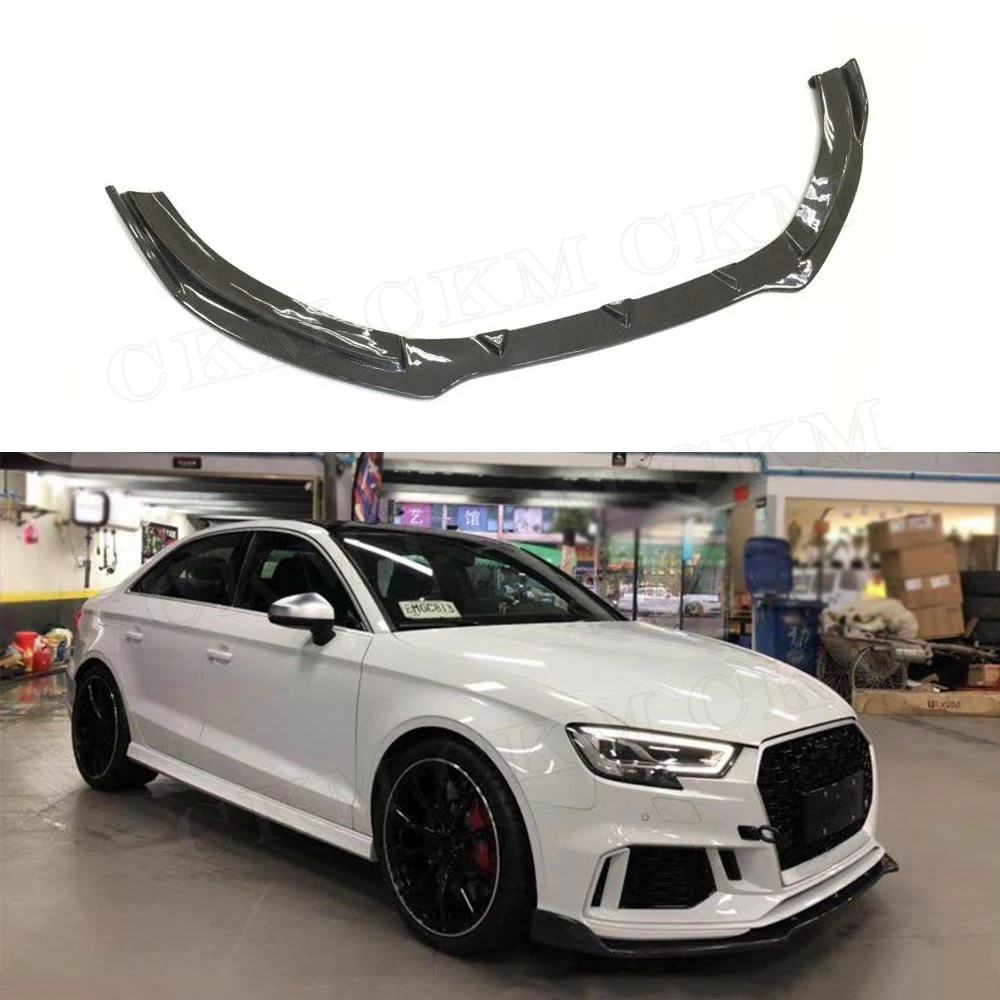 

Carbon Fiber Front Bumper Lip Spoiler Chin Body Kits Accessories for Audi A3 RS3 Not A3 S3 2017 2018 Car Styling