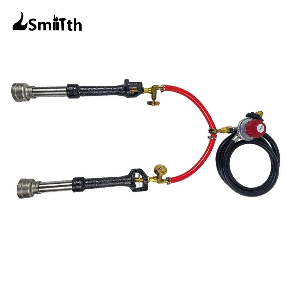 

LSMIITTH Dual Propane Gas Forge Burner With High Pressure Regulator Blacksmith Knife Making Melting Furnace With Air Choke