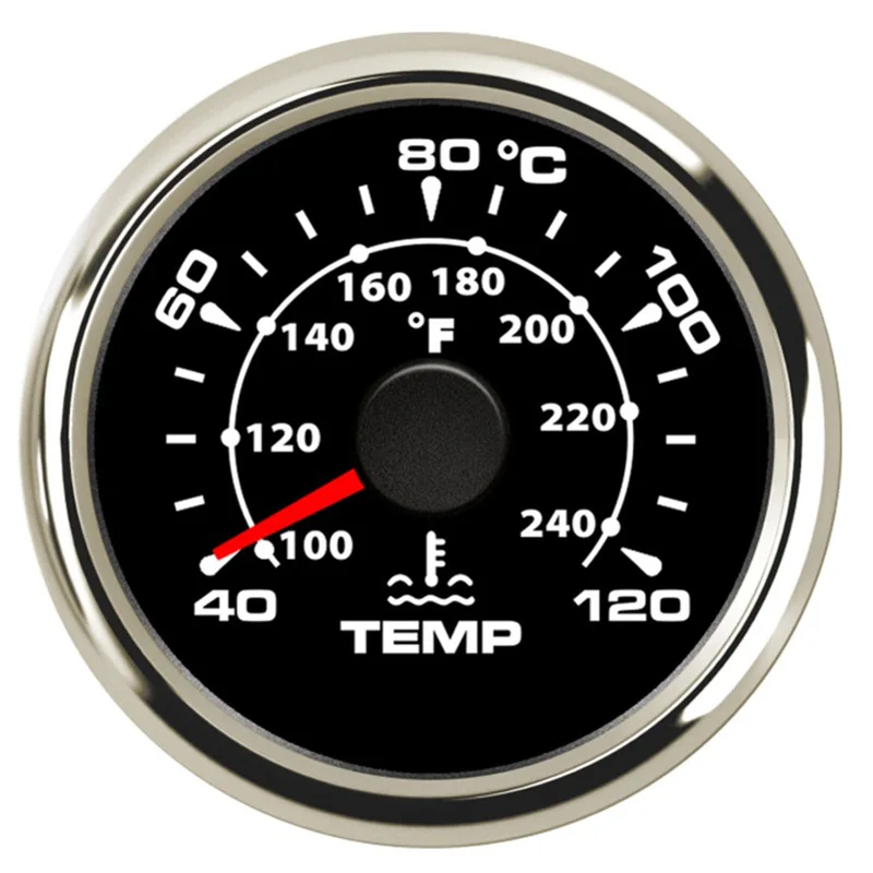 

52mm 40~120℃ Water Temperature Gauges 100-240 Fahrenheit Water Temp Meters with 8 Kinds Backlight Color for Auto Ships Trucks