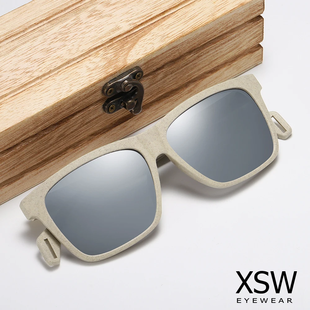 XSW Natural Degradable Bamboo Wood Sunglasses Handmade Polarized Glasses Lenses Laminated Wooden Glasses Gift 7002