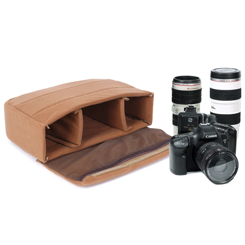 Stoßfeste, gepolsterte, weiche Kamera-Einlage-Tasche mit verstellbaren Trennwänden für Canon, Nikon, Sony DSLR-Kameras