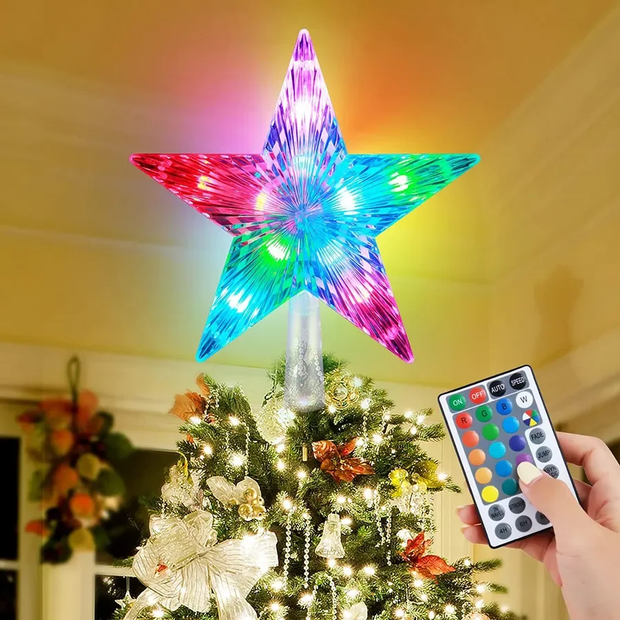 

Thrisdar 25LED Christmas Star Treetop Lights 22CM Xmas Tree Top Star Decoration 5 Point Star Lights for Christmas Tree Decor